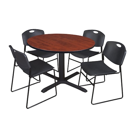 Cain Cain Round Table & Chair Set, Wood, Metal, Polypropylene Top TB48RNDCH44BK